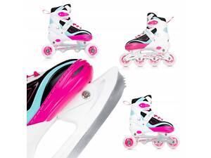 Роликові ковзани SportVida 4 в 1 SV-LG0033 Size 39-42 White/Pink/Blue