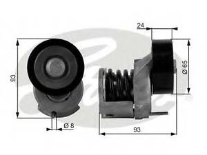 Роликовий модуль натягувача ременя GATES T38439 на VW PASSAT (362)