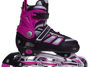Роликовые коньки раздвижные Zelart Z-126 31-34 Розовый-черный