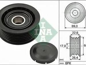 Ролик обводной ремня поликлинового (приводного) INA 532016010 на PORSCHE CAYENNE