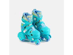 Роликовые коньки с защитой Best Roller 30 - 33 S светящиеся PU колёса Blue (141112)