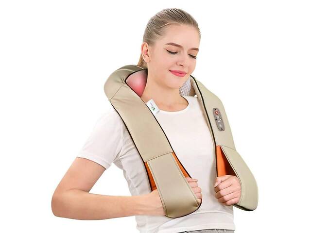 Роликовий масажер для шиї, плечей і спини Massager of Neck Kneading з прогріванням - Фото 1