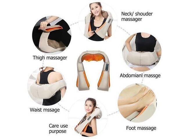 Роликовий масажер для шиї, плечей і спини Massager of Neck Kneading з прогріванням - Фото 5
