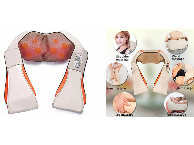 Роликовий масажер для шиї, плечей і спини Massager of Neck Kneading з прогріванням - Фото 6