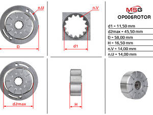 Ротор, статор и пластины насоса ГУР OP006ROTOR Renault Master II 97-10, Nissan Interstar 01-10, Citroen C5 01-08