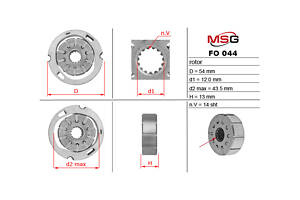 Ротор, статор и пластины насоса ГУР FO044ROTOR RENAULT Trafic 00-14; FORD Focus II 04-11; FIAT Doblo 00-13; BMW 3 E46 99