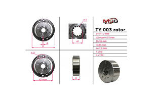 Ротор, статор і пластини насоса ГПК TY003ROTOR TOYOTA Land Cruiser Prado 120 03-09, Camry 01-06, Hilux 05-16; RENAULT Kangoo 97-07, Clio II 98-05, Clio I 90-98; NISSAN Kubistar 03-08; LEXUS RX 03-09,