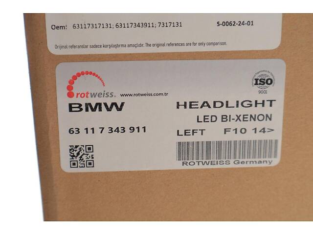 ROTWEISS 63117343911 Фара (L) BMW 5 (F10) 11-16 (Bi-Xenon) - Фото 2