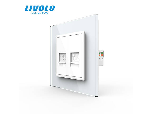Розетка комп'ютерна подвійна RJ-45 Livolo білий скло (VL-C792C-11)