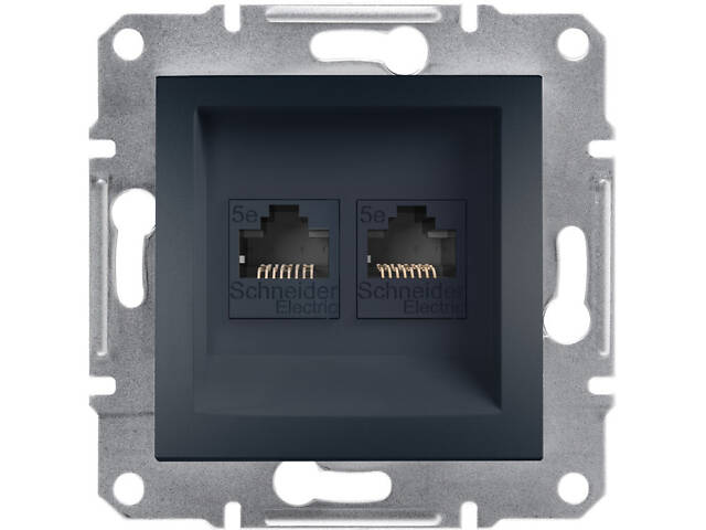 Розетка компьютерная RJ45 UTP кат.5Е Asfora черная ABS [EPH4400171] Шнейдер Электрик - Фото 1