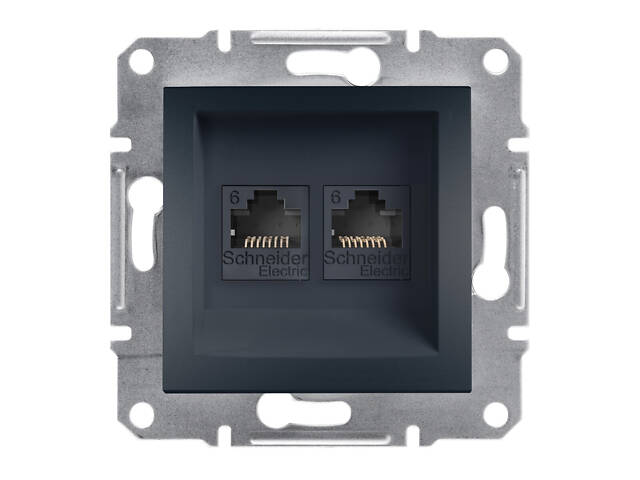 Розетка компьютерная RJ45 UTP кат.6 Asfora черная ABS [EPH4800171] Шнейдер Электрик - Фото 1