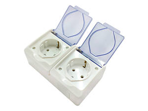 Розетка зовнішня Light подвійна з кришкою (Р-1087)