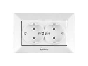 Розетка Panasonic Arkedia Slim подвійна із заземленням, біла
