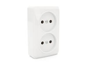 Розетка подвійна без заземлення зовнішнього монтажу, біла, Q24