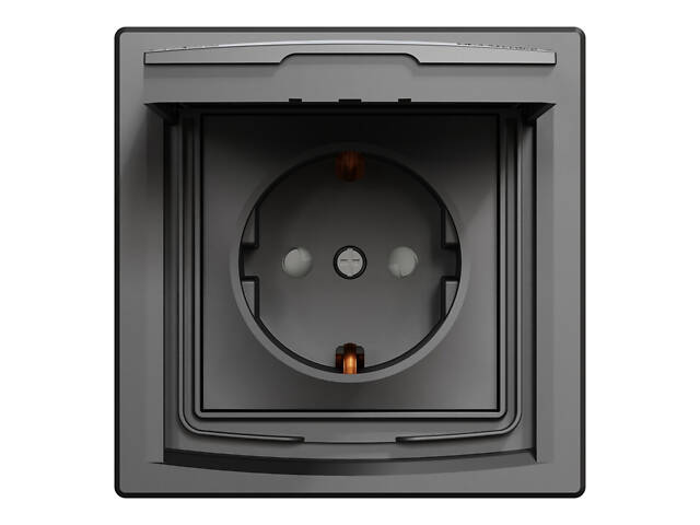 Розетка із заземленням Asfora з кришкою та захисними шторками антрацит ABS [EPH3100371] Шнейдер Електрік - Фото 3