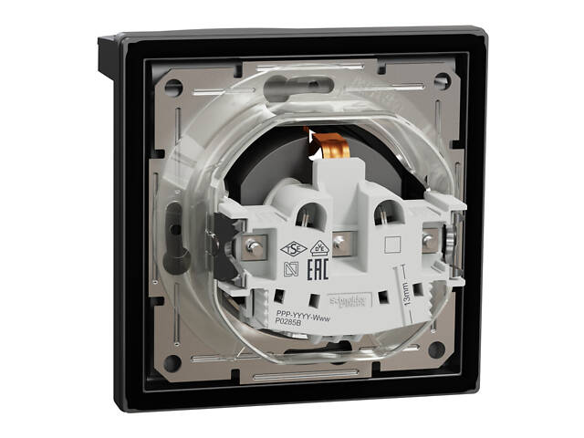 Розетка із заземленням Asfora з кришкою та захисними шторками антрацит ABS [EPH3100371] Шнейдер Електрік - Фото 4