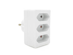 Розетка тройник без заземления SQ-ZDB01/3, 3x2.5A(10A) 250V~Max, 1700W, White, 2Р, Q100