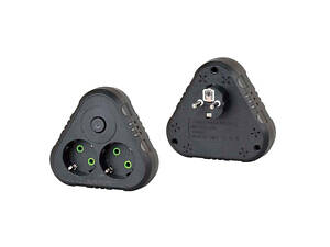 Розетка трійник із заземленням F201-Black з вимикачем, 2 розетки, 2500W, 10A, 110-250V~Max, Blister