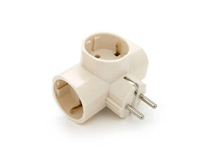 Розетка-трійник із заземленням Т-подібний, White, Q12