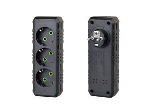 Розетка трійник із заземленням F101-Black, 3 розетки, 2500W, 10A, 110-250V~Max, Blister