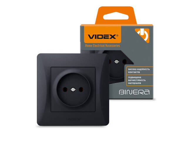 Розетка Videx_ BINERA 1ая чорна (VF-BNSK1-BG) - Фото 4