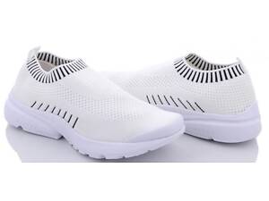 Розміри 36, 37, 40, 41 Жіночі білі мокасини - шкарпетки, текстиль сітка, на підошві з піни