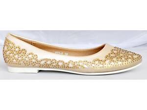 Розміри 39 і 40 Жіночі балетки з Pu-шкіри, з прикрасами з страз, бежеві Enmeal 53-5