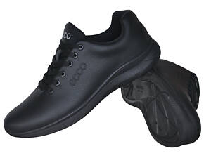 Розміри 40, 41, 42, 43, 44, 45 Чоловічі шкіряні демісезонні напівчеревики ECCO, чорні, повнорозмірні ECCO 0005