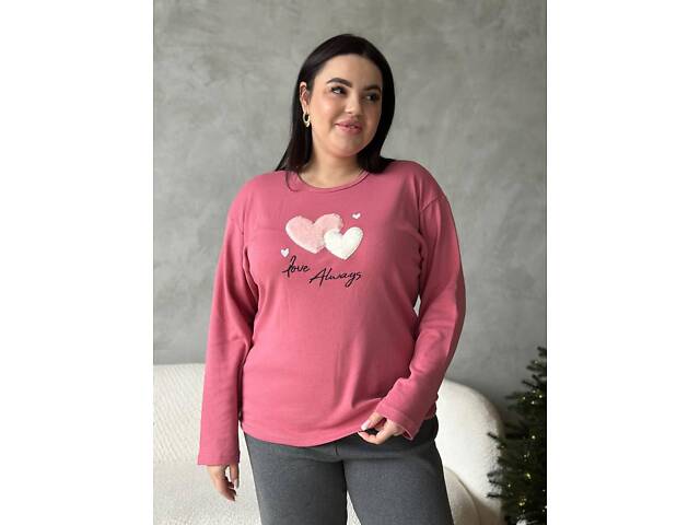 Рожева м'яка піжамка з сердечками - Фото 2