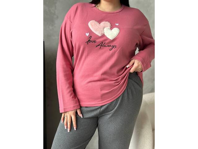 Рожева м'яка піжамка з сердечками - Фото 8