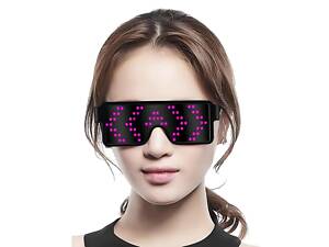 Розовые светодиодные очки RESTEQ со встроенным аккумулятором, 8 режимов работы. Светодиодные Led El очки