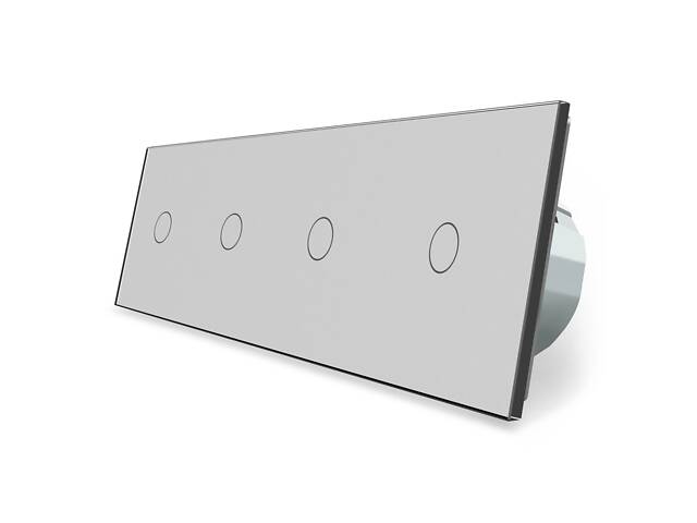 Розумний сенсорний прохідний/перехресний вимикач 4 сенсора (1-1-1-1) Livolo сірий скло (VL-C704SZ-15) - Фото 1