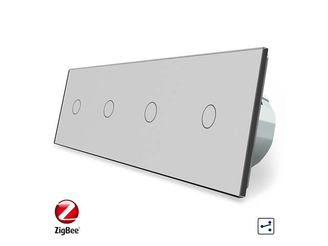 Розумний сенсорний прохідний/перехресний вимикач 4 сенсора (1-1-1-1) Livolo сірий скло (VL-C704SZ-15) - Фото 7