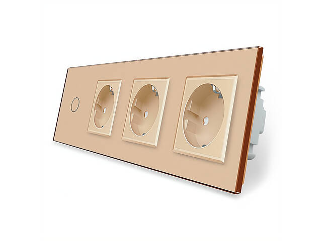 Розумний сенсорний ZigBee вимикач 1 сенсор 3 розетки Livolo золото скло (VL-C701Z/C7C3EU-13) - Фото 4