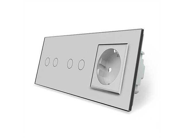 Умный сенсорный ZigBee выключатель 4 сенсора (2-2) 1 розетка Livolo серый стекло (VL-C702Z/C702Z/C7C1EU-15) - Фото 2