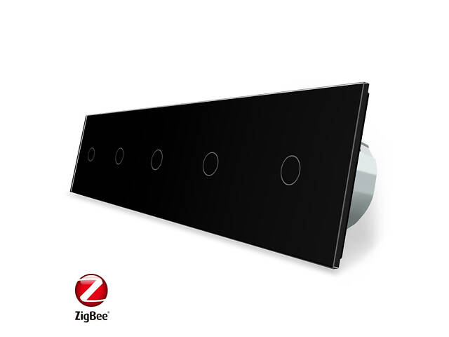 Умный сенсорный ZigBee выключатель 5 сенсоров (1-1-1-1-1) Livolo черный стекло (VL-C705Z-12) - Фото 1