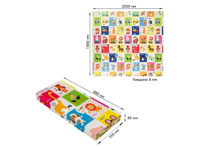 Розвиваючий термокилимок дитячий 180х200х0.8см 'Зростомір | Тварини зі словами' (266) SW-00000893 - Фото 2