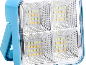 Ручний акумуляторний світлодіодний ліхтар із сонячною батареєю і функцією PowerBank LD-02 Синій