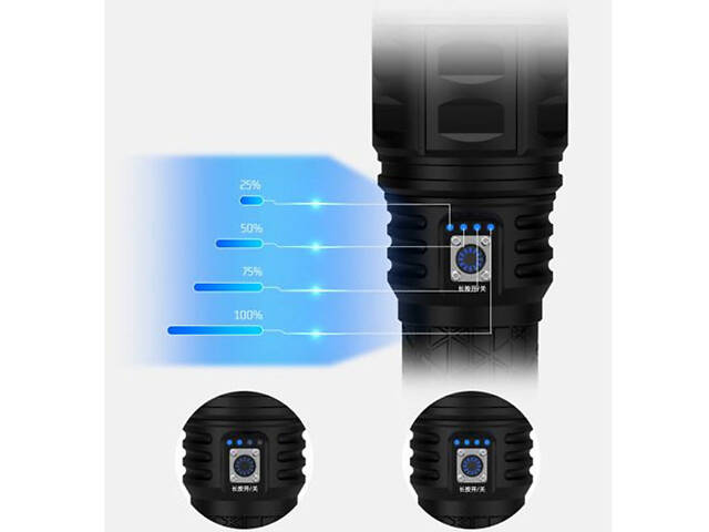 Ручний ліхтар Police AK138 WHITE LASER LED PM60-TG із зарядкою USB, що працює від 4х18650 акумуляторів - Фото 6