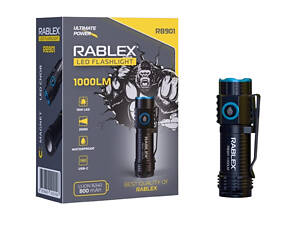Ліхтар ручний Rablex RB901 Li-ion 16340 Zoom ЗП Type-C