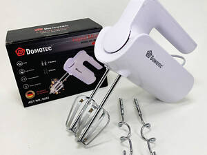 Ручний міксер Domotec R.6653W кухонний міксер із насадками 5 швидкостей 800 Вт білий