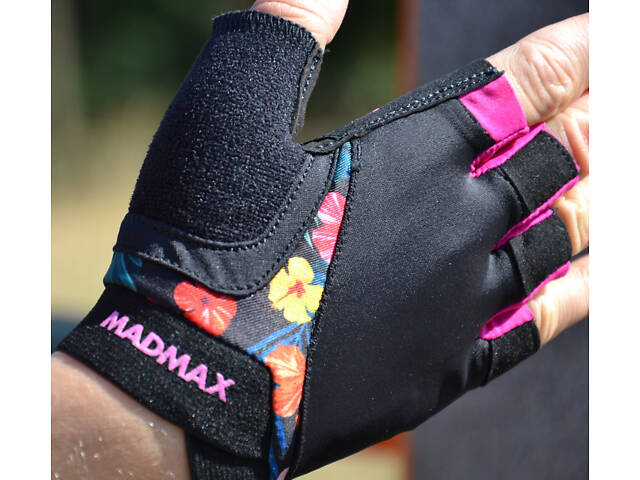 Рукавички для фітнесу MadMax MFG-770 Flower Power Gloves Black/Pink M - Фото 5