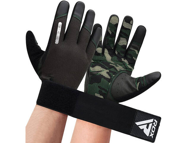 Рукавички для фітнесу RDX T2 Touch Screen Friendly Full Fingerf Army Green S - Фото 5