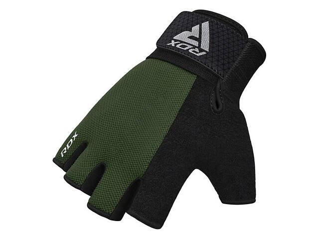 Рукавички для фітнесу RDX W1 Half Army Green Plus L - Фото 2