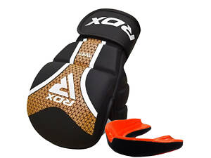 Рукавиці для ММА (Греплінгові рукавички) RDX SHOOTER AURA PLUS T-17 Black Golden XL капа у комплекті