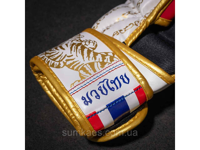 Рукавиці для ММА Phantom Muay Thai White Gold L/XL (капа в подарунок) - Фото 7