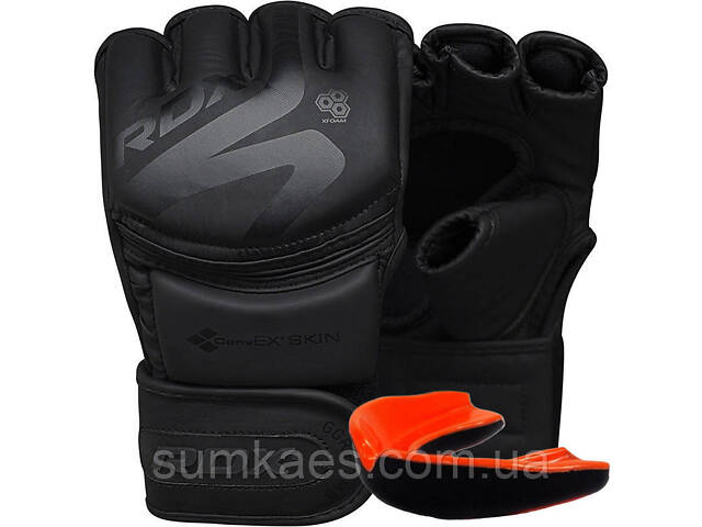 Рукавиці для ММА RDX F15 Noir Matte Black S (капа в комплекті) - Фото NaN