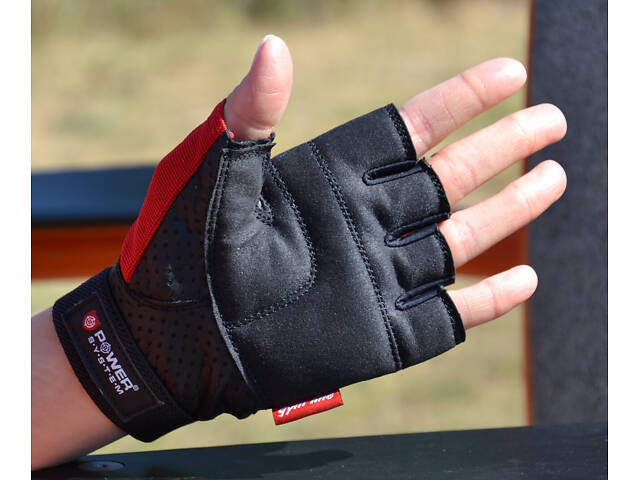 Рукавички для фітнесу Power System PS-2500 Power Plus Black/Red M - Фото 6