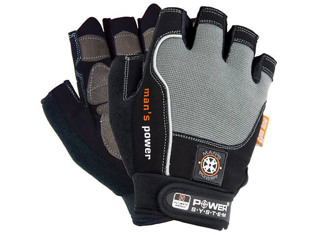 Рукавички для фітнесу Power System PS-2580 Man’s Power Black/Grey S - Фото 1