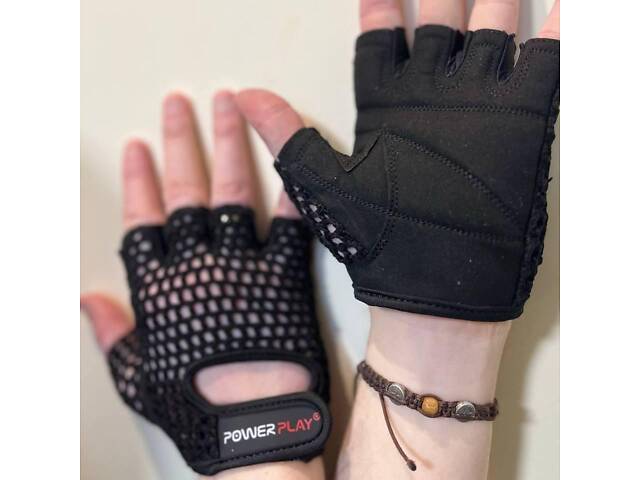 Рукавички для фітнесу PowerPlay 1953 Чорні M - Фото 2